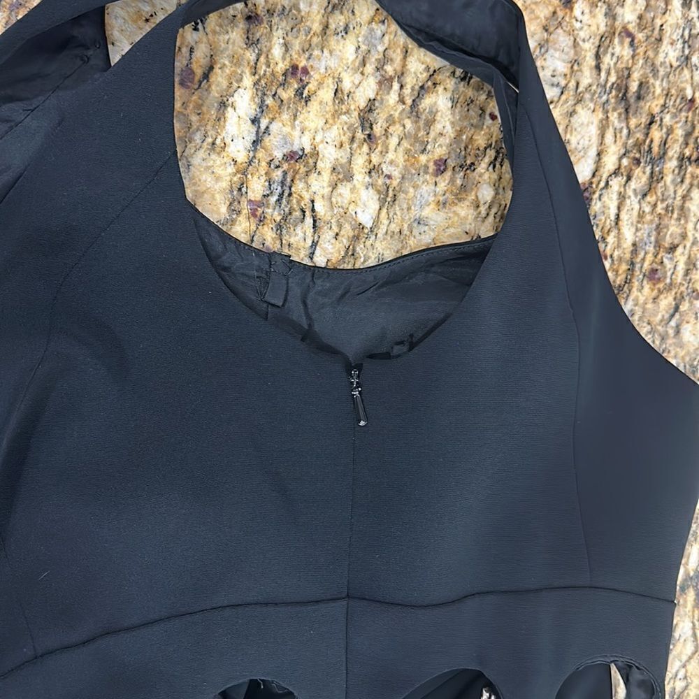 Niteline Vintage Black Sleeveless Jumpsuit with Unique Cut Out design Sz 6 - Picture 6 of 11